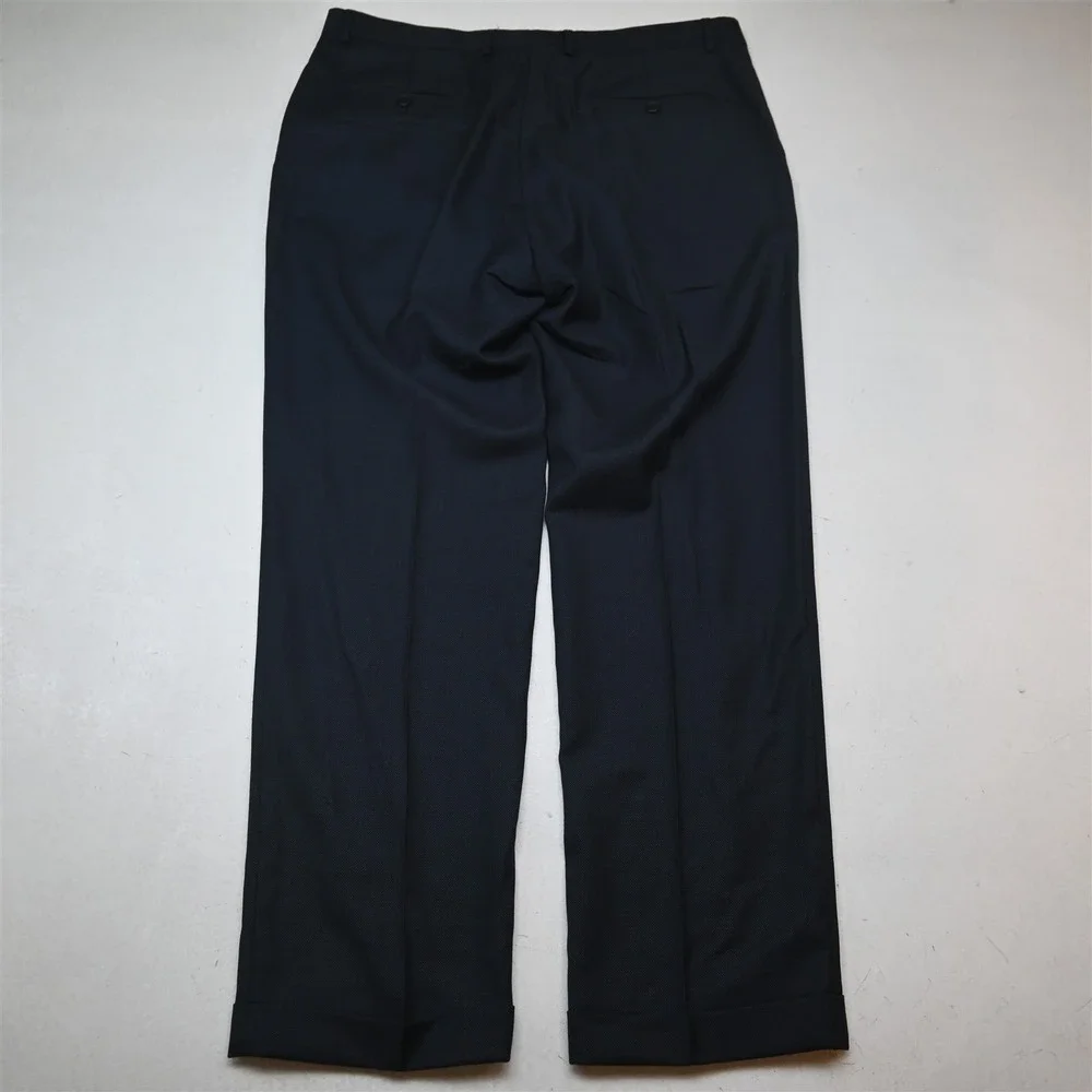 Jos A Bank 46L 38x34 Blue 100% Wool Birdseye Signature Gold Mens Suit